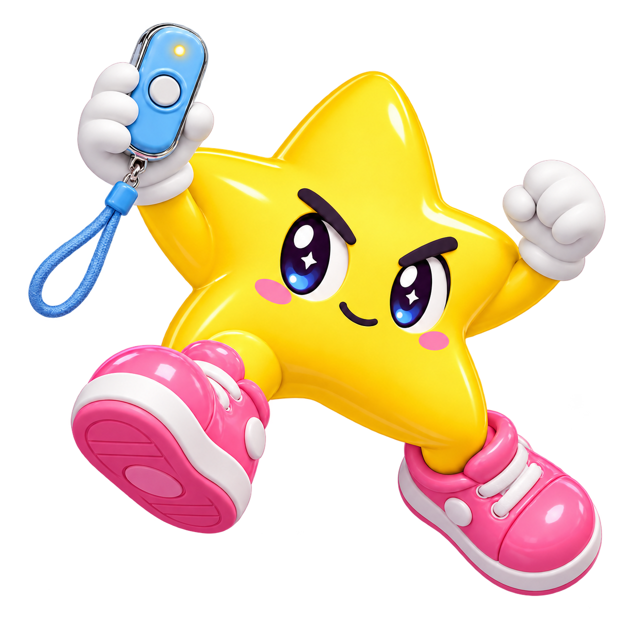 Yellow star mascot celebrating a win